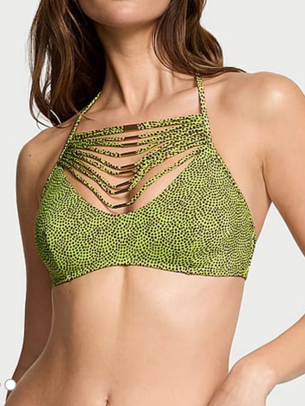 Victoria’s Secret Limelight Green Halter Swim Top with Strappy Front